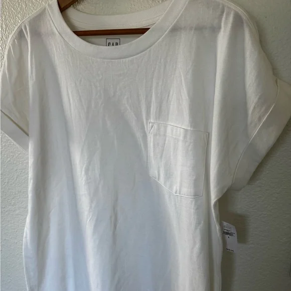 NWT Gap 100% Cotton Casual White T-Shirt Dress with Pocket Women’s Small - Picture 3 of 7